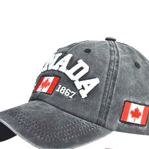 CANADA Black Baseball Cap, ADJUSTABLE Buckle Hat For Men, Women, Canadian,Cotton